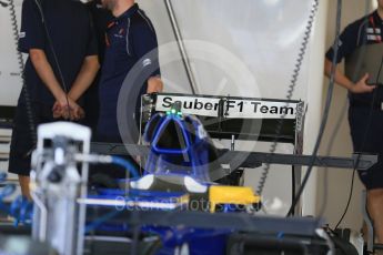 World © Octane Photographic Ltd. Sauber F1 Team C34-Ferrari. Thursday 26th November 2015, F1 Abu Dhabi Grand Prix, Setup, Yas Marina. Digital Ref: 1472LB1D4641
