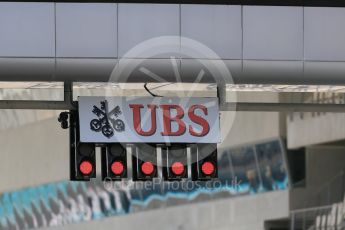 World © Octane Photographic Ltd. Pit straight lights. Thursday 26th November 2015, F1 Abu Dhabi Grand Prix, Setup, Yas Marina. Digital Ref: 1472LB5D3808