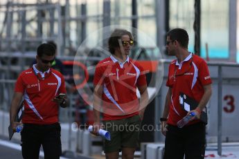 World © Octane Photographic Ltd. Manor Marussia F1 Team – Roberto Merhi. Thursday 26th November 2015, F1 Abu Dhabi Grand Prix, Setup, Yas Marina. Digital Ref: 1472LB5D3810