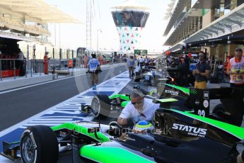 World © Octane Photographic Ltd. Friday 27th November 2015. Status Grand Prix – Oliver Rowland and Marlon Stockinger. GP2 Practice, Yas Marina, Abu Dhabi. Digital Ref. : 1476CB7D1507