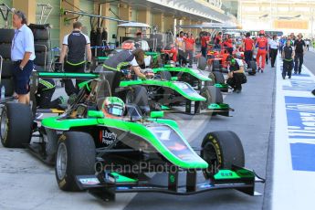 World © Octane Photographic Ltd. Friday 27th November 2015. Status Grand Prix – Seb Morris, Alex Fontana and Sandy Stuvik. GP3 Practice - Yas Marina, Abu Dhabi. Digital Ref. : 1475CB1L4451