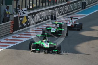 World © Octane Photographic Ltd. Saturday 28th November 2015. Status Grand Prix – Seb Morris and Alex Fontana. GP3 Race 1 - Yas Marina, Abu Dhabi. Digital Ref. :