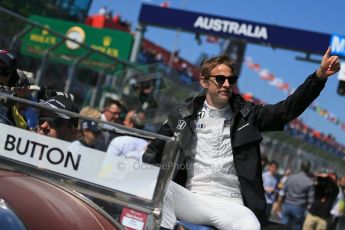 World © Octane Photographic Ltd. McLaren Honda MP4/30 - Jenson Button. Sunday 15th March 2015, F1 Australian GP Drivers’ Parade, Melbourne, Albert Park, Australia. Digital Ref: 1211LB1D9065