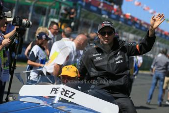 World © Octane Photographic Ltd. Sahara Force India VJM08 – Sergio Perez. Sunday 15th March 2015, F1 Australian GP Drivers’ Parade, Melbourne, Albert Park, Australia. Digital Ref: 1211LB1D9089