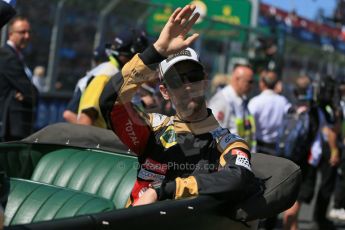 World © Octane Photographic Ltd. Lotus F1 Team E23 Hybrid – Romain Grosjean. Sunday 15th March 2015, F1 Australian GP Drivers’ Parade, Melbourne, Albert Park, Australia. Digital Ref: 1211LB1D9120