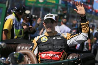 World © Octane Photographic Ltd. Lotus F1 Team E23 Hybrid – Pastor Maldonado. Sunday 15th March 2015, F1 Australian GP Drivers’ Parade, Melbourne, Albert Park, Australia. Digital Ref: 1211LB1D9128