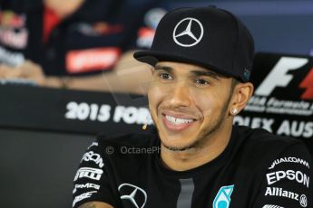 World © Octane Photographic Ltd. Mercedes AMG Petronas F1 W06 Hybrid – Lewis Hamilton FIA Drivers’ Press Conference. Thursday 12th March 2015, F1 Australian GP, Melbourne, Albert Park, Australia. Digital Ref: 1199LB1D4970