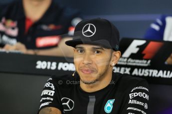 World © Octane Photographic Ltd. Mercedes AMG Petronas F1 W06 Hybrid – Lewis Hamilton  FIA Drivers’ Press Conference. Thursday 12th March 2015, F1 Australian GP, Melbourne, Albert Park, Australia. Digital Ref: 1199LB1D4979