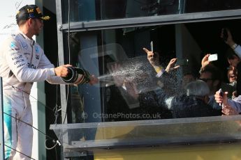 World © Octane Photographic Ltd. Mercedes AMG Petronas F1 W06 Hybrid – Lewis Hamilton (1st). Sunday 15th March 2015, F1 Australian GP Podium, Melbourne, Albert Park, Australia. Digital Ref: 1210LB1D0492
