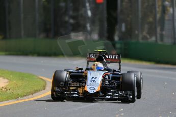 World © Octane Photographic Ltd. Sahara Force India VJM08 – Sergio Perez. Friday 13th March 2015, F1 Australian GP Practice 1, Melbourne, Albert Park, Australia. Digital Ref: 1200LB1D5508