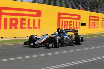 World © Octane Photographic Ltd. Sahara Force India VJM08 – Sergio Perez. Friday 13th March 2015, F1 Australian GP Practice 1, Melbourne, Albert Park, Australia. Digital Ref: 1200LW1L5954