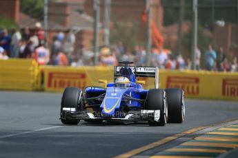 World © Octane Photographic Ltd. Sauber F1 Team C34-Ferrari – Marcus Ericsson. Saturday 14th March 2015, F1 Australian GP Practice 3, Melbourne, Albert Park, Australia. Digital Ref: 1203LB1D6674