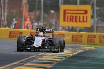 World © Octane Photographic Ltd. Sahara Force India VJM08 – Nico Hulkenberg. Saturday 14th March 2015, F1 Australian GP Practice 3, Melbourne, Albert Park, Australia. Digital Ref: