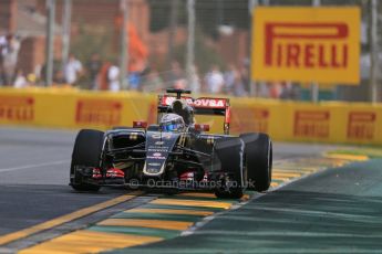 World © Octane Photographic Ltd. Lotus F1 Team E23 Hybrid – Romain Grosjean. Saturday 14th March 2015, F1 Australian GP Practice 3, Melbourne, Albert Park, Australia. Digital Ref: 1203LB1D6835