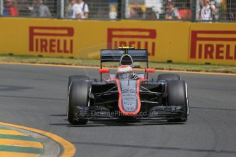 World © Octane Photographic Ltd. McLaren Honda MP4/30 - Jenson Button. Saturday 14th March 2015, F1 Australian GP Practice 3, Melbourne, Albert Park, Australia. Digital Ref: 1203LB1D6895