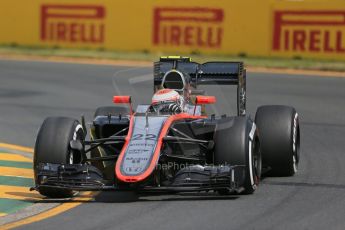 World © Octane Photographic Ltd. McLaren Honda MP4/30 - Jenson Button. Saturday 14th March 2015, F1 Australian GP Practice 3, Melbourne, Albert Park, Australia. Digital Ref: 1203LB1D6930