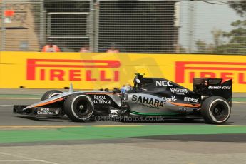 World © Octane Photographic Ltd. Sahara Force India VJM08 – Sergio Perez. Saturday 14th March 2015, F1 Australian GP Practice 3, Melbourne, Albert Park, Australia. Digital Ref: 1203LW1L6636