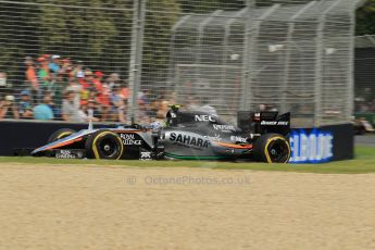 World © Octane Photographic Ltd. Sahara Force India VJM08 – Sergio Perez. Saturday 14th March 2015, F1 Australian GP Practice 3, Melbourne, Albert Park, Australia. Digital Ref: 1203LW1L6680