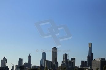 World © Octane Photographic Ltd. Friday 13th March 2015, F1 Australian GP Practice 2, Melbourne skyline, Albert Park, Australia. Digital Ref: 1201LW1L6303