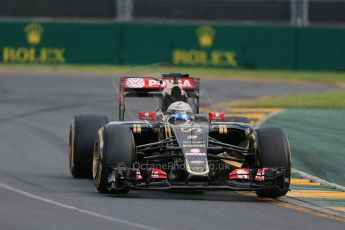 World © Octane Photographic Ltd. Lotus F1 Team E23 Hybrid – Romain Grosjean. Saturday 14th March 2015, F1 Australian GP Qualifying, Melbourne, Albert Park, Australia. Digital Ref: 1204LB1D7932