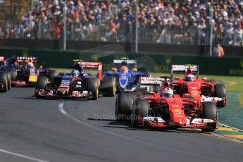 World © Octane Photographic Ltd. Scuderia Ferrari SF15-T– Sebastian Vettel and Kimi Raikkonen. Sunday 15th March 2015, F1 Australian GP Race, Melbourne, Albert Park, Australia. Digital Ref: 1209LB1D9329