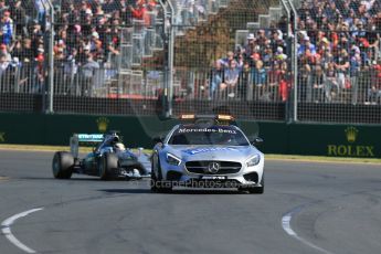 World © Octane Photographic Ltd. Mercedes AMG Petronas F1 W06 Hybrid – Lewis Hamilton behind the Mercedes AMG GT Safety Car. Sunday 15th March 2015, F1 Australian GP Race, Melbourne, Albert Park, Australia. Digital Ref: 1209LB1D9474