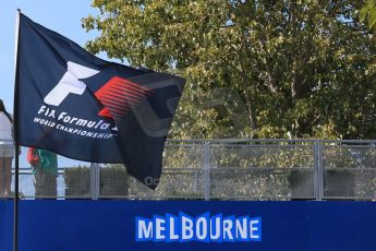 World © Octane Photographic Ltd. F1 flag. Saturday 14th March 2015, F1 Australian GP Paddock, Melbourne, Albert Park, Australia. Digital Ref: 1205LB1D6537