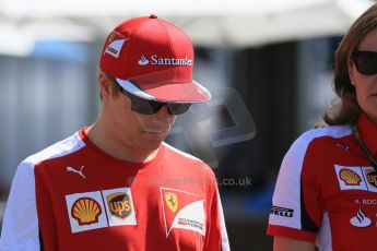 World © Octane Photographic Ltd. Scuderia Ferrari SF15-T– Kimi Raikkonen and press officer Stefania Bocchi. Saturday 14th March 2015, F1 Australian GP Paddock, Melbourne, Albert Park, Australia. Digital Ref: 1205LB1D6566