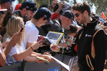World © Octane Photographic Ltd. Lotus F1 Team E23 Hybrid – Romain Grosjean. Saturday 14th March 2015, F1 Australian GP Paddock, Melbourne, Albert Park, Australia. Digital Ref: 1205LB1D6638