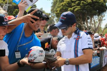 World © Octane Photographic Ltd. Williams Martini Racing FW37 – Felipe Massa. Saturday 14th March 2015, F1 Australian GP Paddock, Melbourne, Albert Park, Australia. Digital Ref: 1205LW1L6551