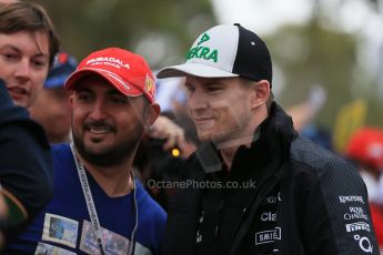 World © Octane Photographic Ltd. Sahara Force India VJM08 – Nico Hulkenberg. Sunday 15th March 2015, F1 Australian GP Paddock, Melbourne, Albert Park, Australia. Digital Ref: 1207LB1D8205