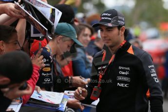 World © Octane Photographic Ltd. Sahara Force India VJM08 – Sergio Perez. Sunday 15th March 2015, F1 Australian GP Paddock, Melbourne, Albert Park, Australia. Digital Ref: 1207LB1D8250