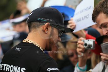 World © Octane Photographic Ltd. Mercedes AMG Petronas F1 W06 Hybrid – Lewis Hamilton. Sunday 15th March 2015, F1 Australian GP Paddock, Melbourne, Albert Park, Australia. Digital Ref: 1207LB1D8277