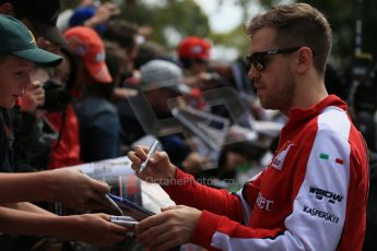 World © Octane Photographic Ltd. Scuderia Ferrari SF15-T– Sebastian Vettel. Sunday 15th March 2015, F1 Australian GP Paddock, Melbourne, Albert Park, Australia. Digital Ref: 1207LB1D8583