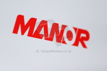 World © Octane Photographic Ltd. Manor Marussia F1 Team Logo. Sunday 15th March 2015, F1 Australian GP Paddock, Melbourne, Albert Park, Australia. Digital Ref: 1207LB1D8732