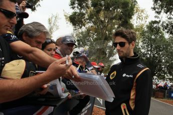 World © Octane Photographic Ltd. Lotus F1 Team E23 Hybrid – Romain Grosjean. Sunday 15th March 2015, F1 Australian GP Paddock, Melbourne, Albert Park, Australia. Digital Ref: 1207LW1L7204