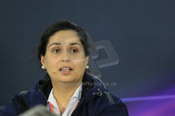 World © Octane Photographic Ltd. Sauber F1 Team C34-Ferrari – Monisha Kaltenborn – Team Principle. Friday 13th March 2015, F1 Australian GP FIA Team Boss Press Conference, Melbourne, Albert Park, Australia. Digital Ref: 1202LB1D6199