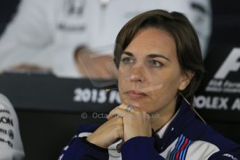 World © Octane Photographic Ltd. Williams Martini Racing – Claire Williams – Deputy Team Principle. Friday 13th March 2015, F1 Australian GP FIA Team Boss Press Conference, Melbourne, Albert Park, Australia. Digital Ref: 1202LB1D6213