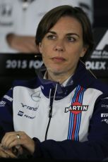 World © Octane Photographic Ltd. Williams Martini Racing – Claire Williams – Deputy Team Principle. Friday 13th March 2015, F1 Australian GP FIA Team Boss Press Conference, Melbourne, Albert Park, Australia. Digital Ref: 1202LB1D6234