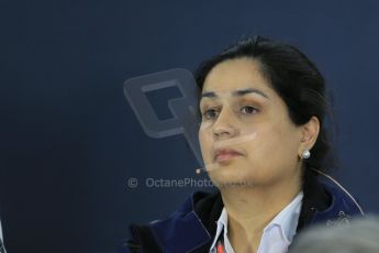 World © Octane Photographic Ltd. Sauber F1 Team C34-Ferrari – Monisha Kaltenborn – Team Principle. Friday 13th March 2015, F1 Australian GP FIA Team Boss Press Conference, Melbourne, Albert Park, Australia. Digital Ref: 1202LB1D6290