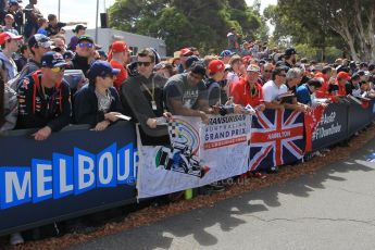 World © Octane Photographic Ltd. Atmosphere fans. Thursday 12th March 2015, F1 Australian GP, Melbourne, Albert Park, Australia. Digital Ref: 1198LW1L5624