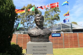 World © Octane Photographic Ltd. Wednesday 11th March 2015, F1 Australian GP, Melbourne, Albert Park, Australia, Alan Jones statue. Digital Ref: 1197LW1L5554