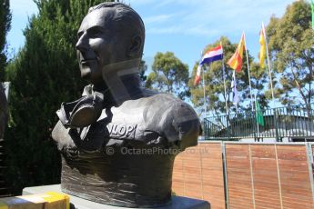 World © Octane Photographic Ltd. Wednesday 11th March 2015, F1 Australian GP, Melbourne, Albert Park, Australia, Sir Jack Brabham statue. Digital Ref: 1197LW1L5558