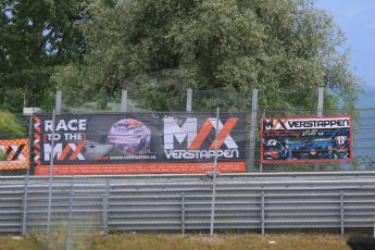 World © Octane Photographic Ltd. Max Verstappen fans' banners hung ready by the track. Thursday 18th June 2015, F1 Paddock, Red Bull Ring, Spielberg, Austria. Digital Ref: 1302CB7D3090