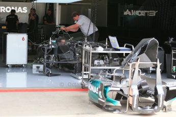 World © Octane Photographic Ltd. Mercedes AMG Petronas F1 W06 Hybrid front suspension alignment. Thursday 18th June 2015, F1 Austrian GP Paddock, Red Bull Ring, Spielberg, Austria. Digital Ref: 1302LB1D4357