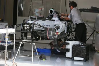 World © Octane Photographic Ltd. Williams Martini Racing FW37 brakes and front suspension. Thursday 18th June 2015, F1 Austrian GP Paddock, Red Bull Ring, Spielberg, Austria. Digital Ref: 1302LB1D4362