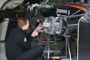 World © Octane Photographic Ltd. McLaren Honda MP4/30 front brake. Thursday 18th June 2015, F1 Austrian GP Paddock, Red Bull Ring, Spielberg, Austria. Digital Ref: 1302LB1D4405