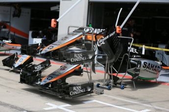 World © Octane Photographic Ltd. Sahara Force India VJM08 nose and front wing. Thursday 18th June 2015, F1 Austrian GP Paddock, Red Bull Ring, Spielberg, Austria. Digital Ref: 1302LB1D4415