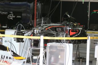 World © Octane Photographic Ltd. Sahara Force India VJM08 brakes and front suspension. Thursday 18th June 2015, F1 Austrian GP Paddock, Red Bull Ring, Spielberg, Austria. Digital Ref: 1302LB1D4425