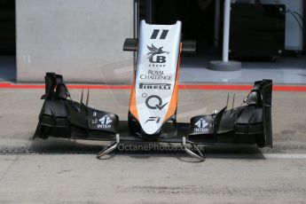 World © Octane Photographic Ltd. Sahara Force India VJM08 nose and front wing. Thursday 18th June 2015, F1 Austrian GP Paddock, Red Bull Ring, Spielberg, Austria. Digital Ref: 1302LB1D4431